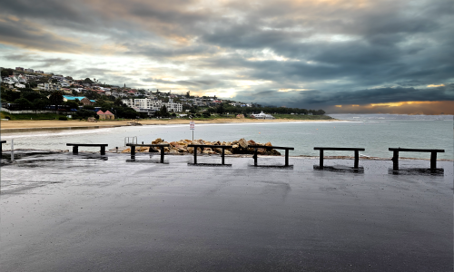 Benches viewing the lagoon