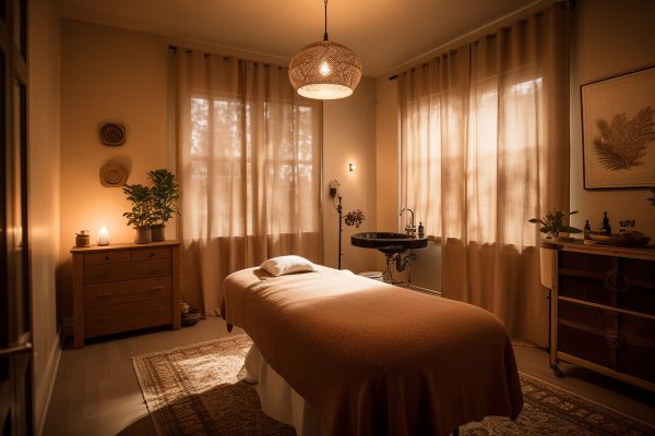 Luxury bedroom with modern design and elegance generated by artificial intelligence